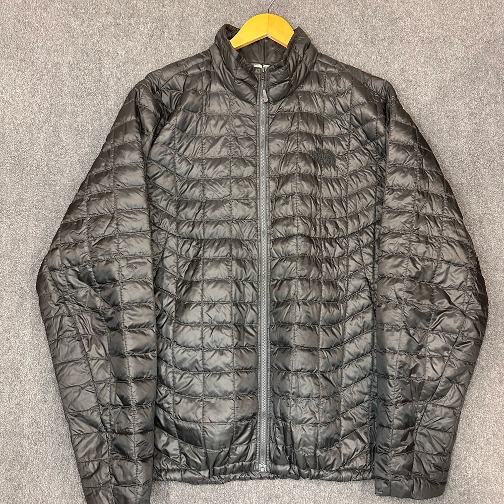 The North Face Thermoball Puffer Jacket Men’s XL Grey Black Full Zip Winter Coat